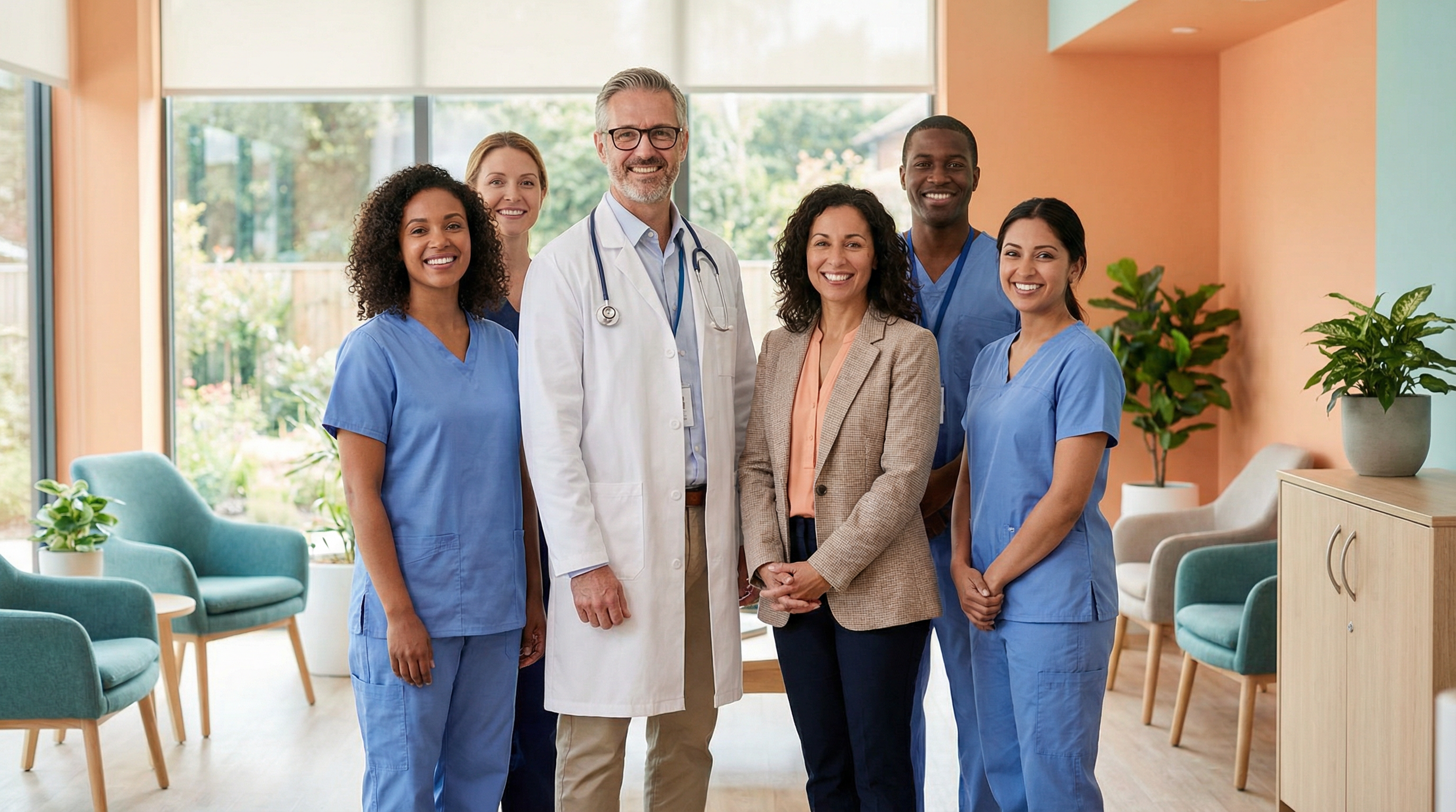 Equipe médica acolhedora